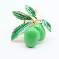 Vrouwen Mannen Fruit Legering Broche Sieraden Rood Groen Olijf Badge