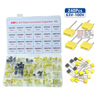 240 pièces, 24 spécifications, 10 de chaque, ensemble de condensateurs de correction 63V-100V 102J-105J