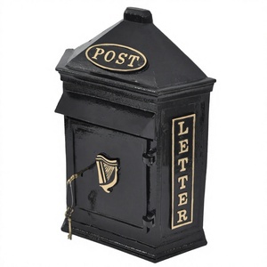 Buzón de correos de Metal tipo fácil de instalar, buzón de Metal recubierto negro de hierro fundido para pared de jardín, buzón de letras sólido decorativo al por mayor - Product Image 1