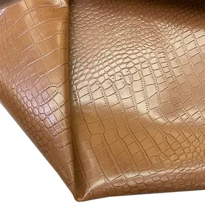 Top layer cowhide chestnut dual color crocodile pattern retro vintage craftsmanship genuine leather for bags