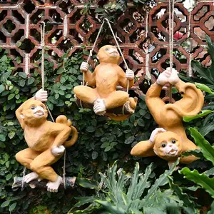 חדש כניסות חמוד עיצוב קוף פיסול חיצוני בית גן קישוט כמו בחיים שרף ג 'ונגל קוף פסל