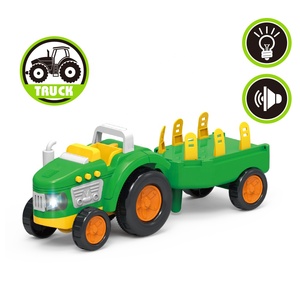 Tracteur agricole jouets avec lumière et musique roue libre tracteur coulissant voiture dessin animé ferme jeu ensemble avec accessoires 7 pièces - Product Image 4