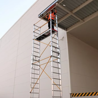 Plateforme de travail en hauteur télescopique certifiée EN131 en alliage d'aluminium avec mât vertical, entraînement hydraulique et roues de sécurité