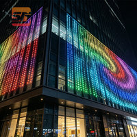 Rideau lumineux LED programmable DMX en maille couleur pleine, IP65, pour extérieur, façade d'art, toile lumineuse dynamique, éclairage décoratif