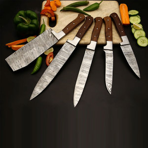 Juego de Cuchillos de Cocina Damasco con Logotipo Personalizado, Proveedor Mayorista, Juego de Cocina Damasco con Cuchillos de Mango de Madera Premium - Product Image 2