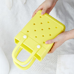 Sac fourre-tout élégant pour femme en PVC imperméable et mousse EVA, réutilisable, très tendance, avec lettres, couleurs bonbon en silicone, sac de shopping - Product Image 4