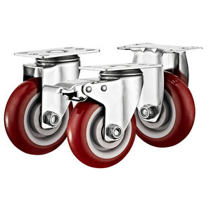 3 ''4'' 5 ''Medium Duty Aço Inoxidável Economia PU Caster Swivel com Freio Castor - Product Image 1