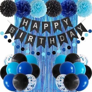 Decorazioni per Feste di Compleanno Palloncini in Lattice per Ragazzi e Uomini Striscione Blu Navy Blu Reale Palloncini in Velluto Foil Tenda Accessori - Product Image 1