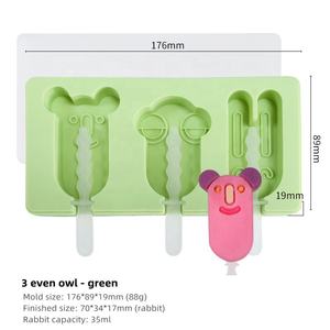 Moule à crème glacée en silicone pour bricolage sans BPA, design de hibou homard lapin de dessin animé écologique avec couvercle pour friandises congelées - Product Image 6