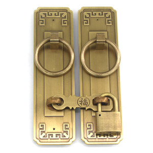 กลอนประตูทองเหลืองสไตล์จีนพร้อมห่วงจับแบบขัดเงาโบราณสำหรับประตูไม้ - Product Image 3