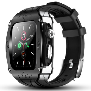 Boîtier de Modification de luxe bracelet de montre intégré pour <span class=keywords><strong>Apple</strong></span> <span class=keywords><strong>Watch</strong></span> 44mm 45mm série 9 <span class=keywords><strong>8</strong></span> 7 étui de protection en métal pare-chocs - Product Image 2