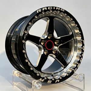 Jantes forgées noires brillantes usinées Beadlock 17-22 pouces 5 branches 5x114.3 5x120 pour course et dragster, compatibles Ford Mustang <span class=keywords><strong>GT</strong></span> Corvette C5 C7 C8 - Product Image 2