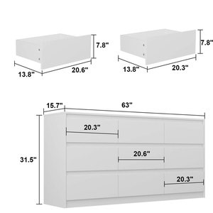 Hiện đại sang trọng tủ quần áo với 6 ngăn kéo cao bóng trắng rắn gỗ và thép không gỉ sồi đồ nội thất phòng ngủ cho phòng khách - Product Image 2