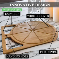 Premium bamboe pizzaplaat met makkelijk grip, snijplank en houten pizzames voor bakaccessoires