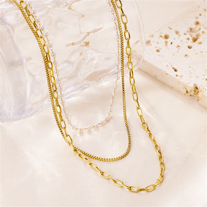 قلادة لؤلؤية صيفية مقاومة للماء سلسلة قلادة تصنعها بنفسك من سلسلة مجوهرات قلادة متعددة الطبقات - Product Image 4