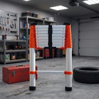 Échelle télescopique pliante en aluminium moderne EN131 ANSI A14.2, rétraction à un bouton, descente lente, anti-pincement, verrouillage manuel, charge maximale 150 kg