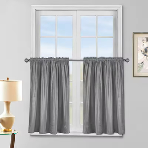 Cortina Opaca de Terciopelo de Poliéster de Color Sólido Personalizada <span class=keywords><strong>para</strong></span> Ventana, Media Cortina <span class=keywords><strong>para</strong></span> Puerta de Cocina - Product Image 4