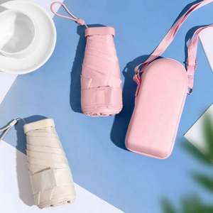 Parapluie portable mini pliable 6 volets anti-UV avec cadre en alliage d'aluminium, petit format de poche pour femme, étui rigide inclus, promotionnel - Product Image 2