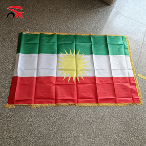 Bannière décorative suspendue d'intérieur 90*150cm, pompon doré, satin rouge, blanc, vert, drapeau du Kurdistan pour ornement de maison - Product Image 2