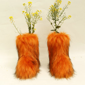 <strong>2026</strong> Hot Selling Customized Color Solid Anti-Slip Wholesale <strong>Women</strong> Winter Snow Warmful Faux Raccoon Fur <strong>Boots</strong> - Product Image 5