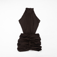 Robe pour femme Viviblook J26DS292, nouvelle robe moulante mini plissée sans manches, couleur unie, décontractée, dos nu