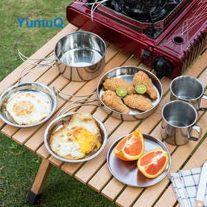 YumuQ Camping Cookware Mess Kit Accesorios de acero inoxidable Utensilio de cocina y juego de cocina al aire libre - Product Image 4