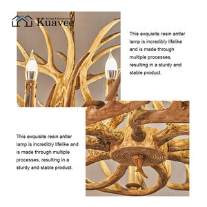 Lámparas Decorativas <span class=keywords><strong>para</strong></span> el Hogar, Lámpara de Techo con Diseño de Astas de Ciervo <span class=keywords><strong>para</strong></span> Sala de Estar, Dormitorio, Villa, Material Ecológico de Resina - Product Image 6
