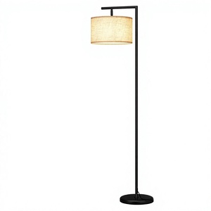 Minimalist Iron Floor Lamp with Multicolored Fabric Drum Shade LED E26 Base 2700K Warm White Light High CRI 90 for <b>Office</b> Use - Product Image 1