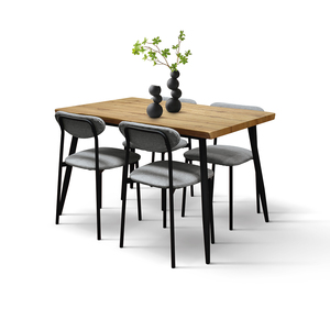 Gemma <b>Dining</b> <b>Set</b> Rustic Oak Melamine Top Metal Base Indoor Use - Product Image 1