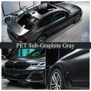 Film de protection de carrosserie en vinyle PVC brillant pour voiture - Gris foncé et noir mat, film changeant de couleur, anti-rayures - Product Image 6