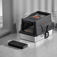 Bac à litière pour chat rectangulaire en acier inoxydable OEM, 100L, sans odeur et facile à nettoyer, avec couvercle amovible en PP pour le nettoyage des animaux de compagnie