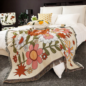 Nhà Máy Bán Buôn Tùy Chỉnh Bohemian Hoa Nhân Vật Hình Học Phim Hoạt Hình Sọc Lễ Hội Cổ Điển Bông Dệt Ném Chăn - Product Image 3