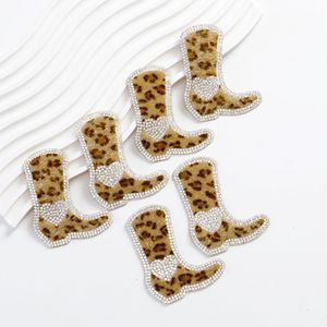 Kişiselleştirilmiş özel ayakkabılar çizmeler aplikler yama Glitter Rhinestone Leopard Boot nakış demir on yamalar için giysi çanta şapkalar - Product Image 1