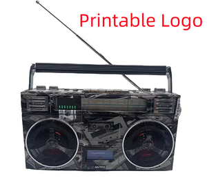 Haut-parleur Bluetooth gris à succès, stéréo, audio vintage, portable, radio cassette rétro pour l'extérieur - Product Image 1