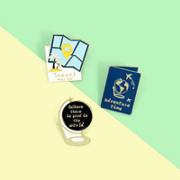 Épinglette de revers en métal personnalisée, carte du monde, badge, broche de dessin animé, cadeau pour les amateurs de voyage, globe en émail pour sac, vêtements
