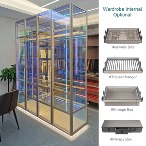 Armario de Aluminio Personalizado, Económico, Minimalista, de Diseño Abierto, con 4 Puertas de Vidrio, para Dormitorio, Escaleras, Villa o Taller - Product Image 3