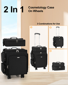 Maleta de Maquillaje con Ruedas <span class=keywords><strong>2</strong></span> en 1 Relavel, Bolsa de Estilista, Organizador de Almacenamiento para Maquilladores, Maleta con Ruedas Giratorias de 360° °   Ruedas Giratorias - Product Image 3