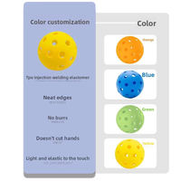 Balles de pickleball perforées multicolores en PE moulées par injection pour intérieur/extérieur, vente en gros Chine, commerce transfrontalier