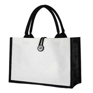 Sac fourre-tout en <span class=keywords><strong>toile</strong></span> <span class=keywords><strong>de</strong></span> <span class=keywords><strong>Jute</strong></span> <span class=keywords><strong>de</strong></span> haute qualité, uni, noir, réutilisable, pour épicerie, eco shopping - Product Image 2