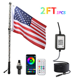Fouet lumineux LED RGB avec application et télécommande, effet de poursuite et de danse, pour UTV, VTT, camion, mât de drapeau - Product Image 6