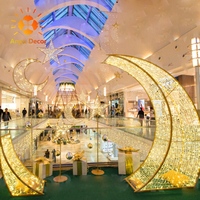 Lampu Dekorasi LED Setengah Bulan ANPU untuk Luar Ruangan, Lampu Motif Setengah Bulan Besar untuk Dekorasi Natal dan Ramadhan