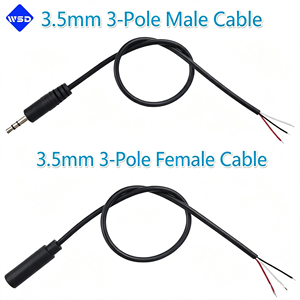 Câble audio stéréo TRS mâle-femelle à queue <span class=keywords><strong>de</strong></span> cochon <span class=keywords><strong>de</strong></span> 3,5 mm, longueur personnalisée, dénudé et étamé, 3 ou 4 fils, pour réparation d'autoradio, amplificateur et casque - Product Image 3