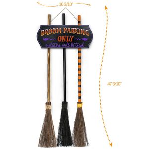 Numéro de maison d'Halloween, Balai magique, Panneau mural, Article suspendu, Balai d'Halloween, Panneau de sorcière lumineux, Panneau de parking - Product Image 3