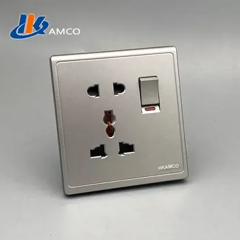 BS acrylic /plastic push button wall switch socket,  13A 5 pin  socket for Yemen  and Iraq hot selling electrical switch