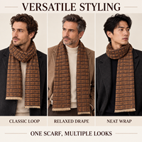 Écharpe tricotée haut de gamme en laine et viscose respirante pour homme, châle à carreaux polyvalent, cadeau pour petit ami