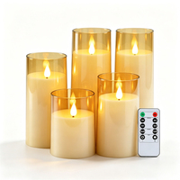 5 bougies LED sans flamme ambre scintillantes, fonctionnant sur piles, avec télécommande et minuterie, pour la décoration de la maison et les mariages