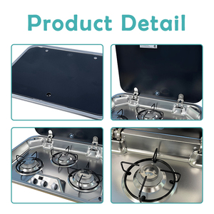 Cuisinière à <span class=keywords><strong>gaz</strong></span> RV JDA en acier inoxydable à 3 brûleurs avec couvercle en verre trempé, <span class=keywords><strong>plaque</strong></span> de <span class=keywords><strong>cuisson</strong></span> compacte pour <span class=keywords><strong>camping</strong></span>-<span class=keywords><strong>car</strong></span> et usage maritime - Product Image 5