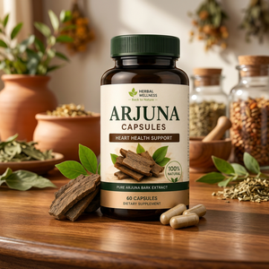 Cápsulas de Arjuna Herbal Wellness, 60 Unidades, Extracto Puro de Corteza, Antioxidante Natural, Apoyo para la Salud del Corazón, Suplemento Dietético - Product Image 1