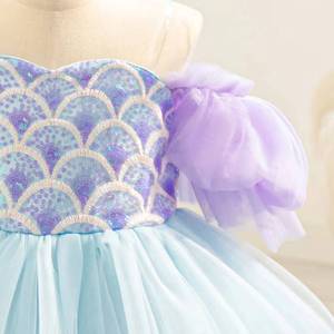 Disfraz de Princesa Sirena para Niñas HP, Vestido con Mangas Abullonadas, para Fiestas de Cumpleaños, Festivales, Juegos de Rol, Actuaciones, Halloween, Carnaval - Product Image 3