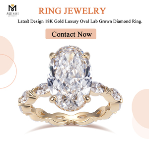 Messi Đồ Trang Sức Mới Nhất Thiết Kế Nhẫn Mỹ Đồ Trang Sức 18K Rắn Vàng Sang Trọng Nhẫn Cưới 5ct D Vvs2 Hình Bầu Dục Phòng Thí Nghiệm Grown Kim Cương Nhẫn - Product Image 3